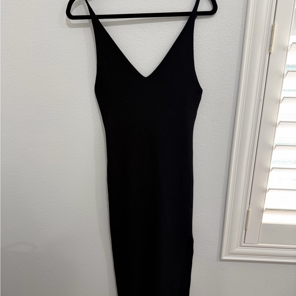 Classic Black V-Neck Slip Dress
